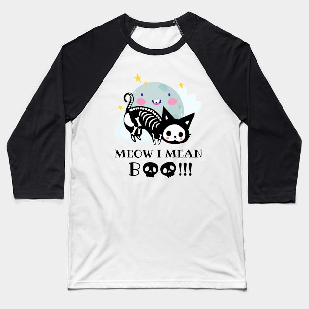 Meow i mean boo, cat halloween, cat lover Baseball T-Shirt by Lekrock Shop